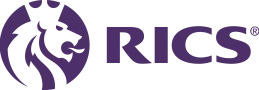 The RICS logo features a stylized purple lion's head profile to the left of the uppercase purple letters "RICS," conveying trust and precision essential for services like help to buy valuation and shared ownership valuation.